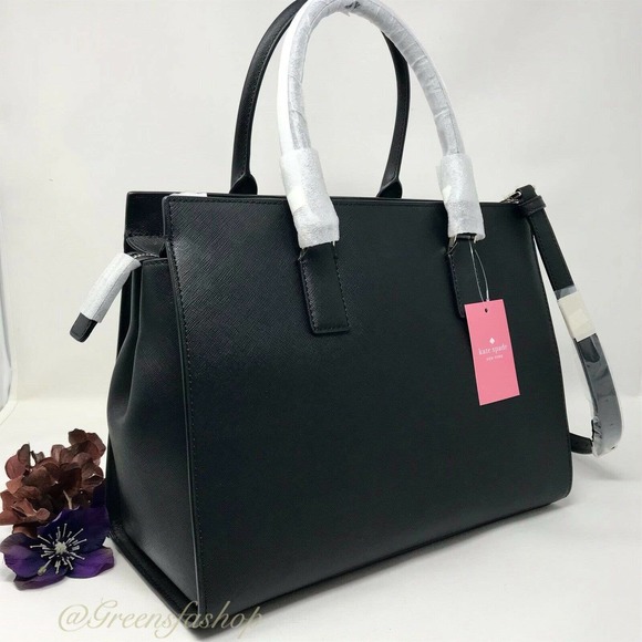 NEW KATE SPADE CAMERON LARGE SATCHEL HANDBAG BLACK - Picture 3 of 11